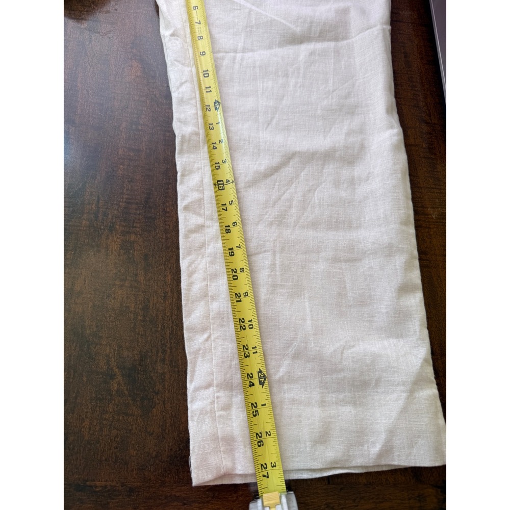 Abercrombie & Fitch Women Cream Linen Blend Crop Pants Size 16 33 Flat Front - Picture 10 of 13